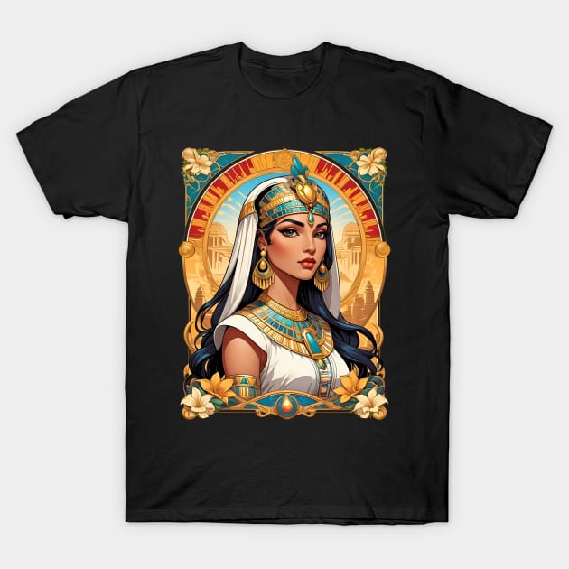 Cleopatra Queen of Egypt retro vintage floral design T-Shirt by Neon City Bazaar